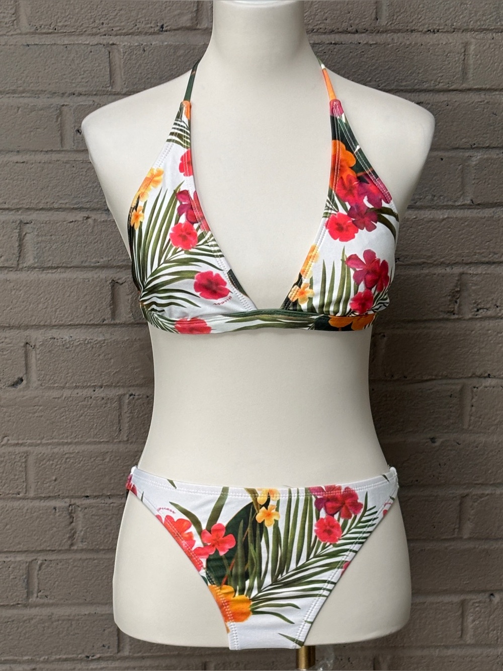 GUESS  White tropical print bikini M